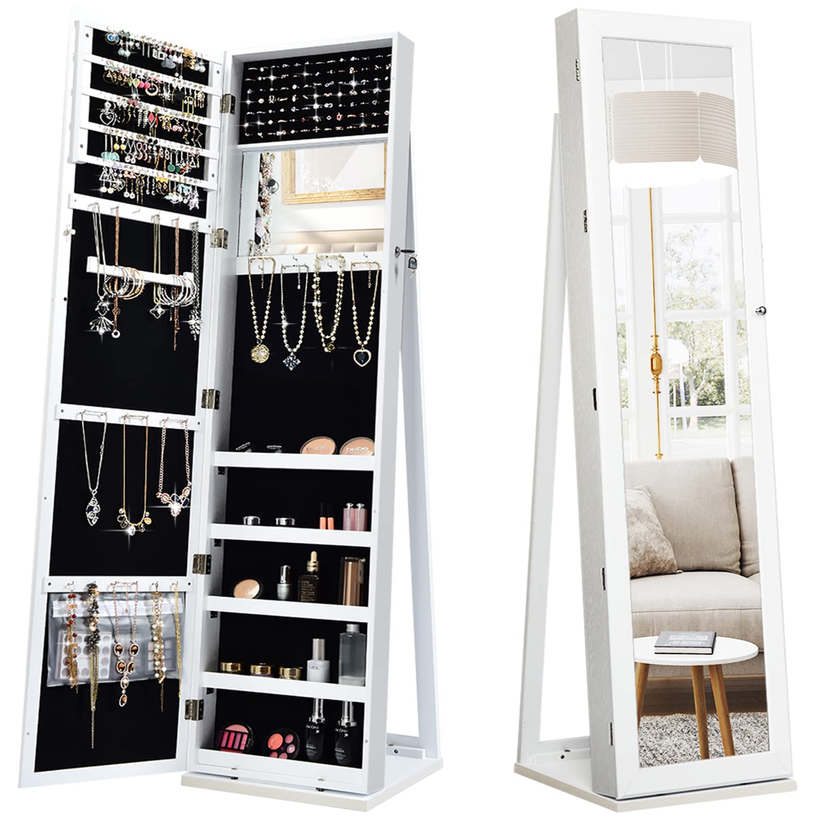 Full Length Mirror Jewelry Armoire - Standing Jewelry Armoire with Full Length