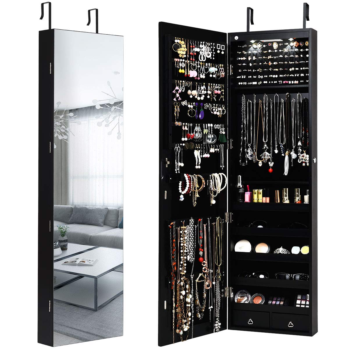 Wall or Door Mounted Jewelry A - Full Length Mirror Jewelry Armoire recension och pris