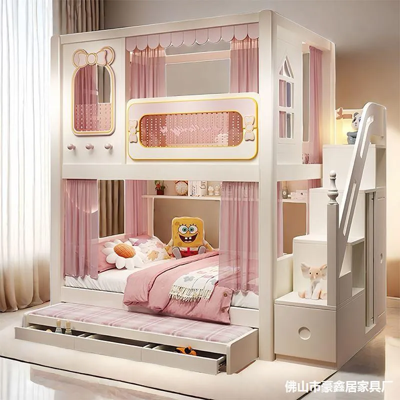 Solid  High and Low Two Layer  - Bunk Bed With Stairs And Slide recension och pris
