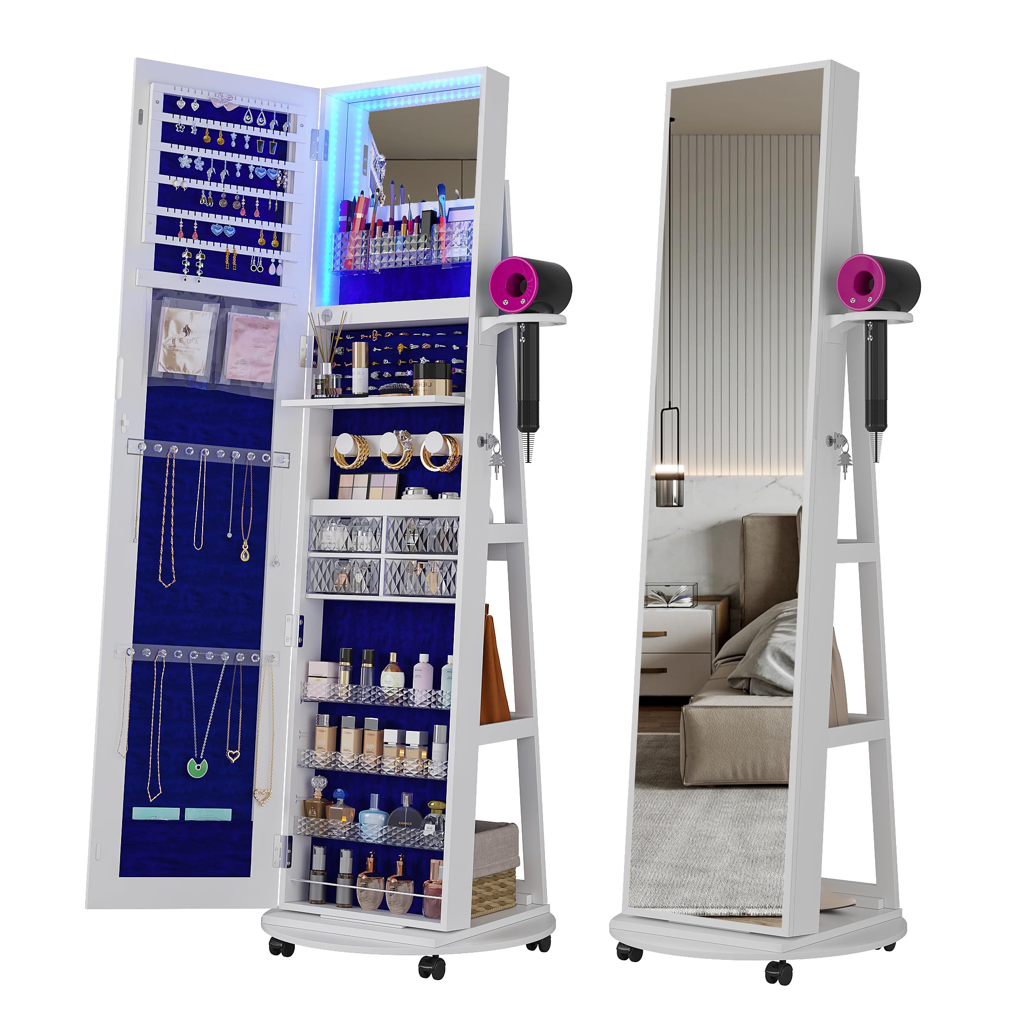 360° Swivel Jewelry Armoire wi - Full Length Mirror Jewelry Armoire recension och pris