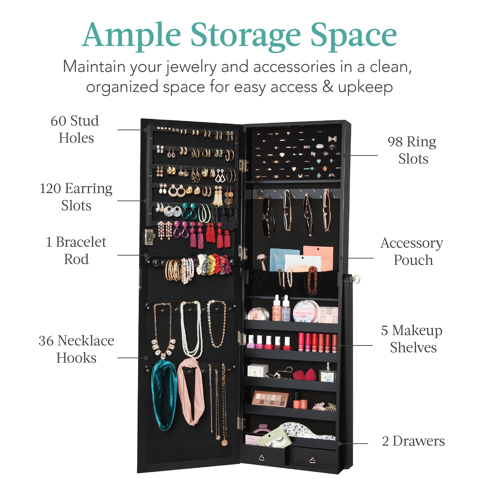 Freestanding Jewelry Armoire C - Full Length Mirror Jewelry Armoire recension och pris