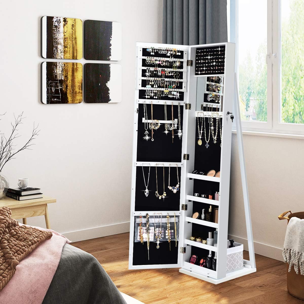 Standing Jewelry Armoire with  - Full Length Mirror Jewelry Armoire recension och pris